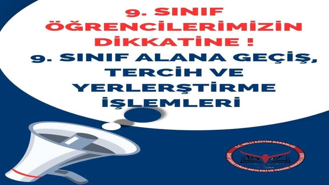 Anadolu Meslek Programı 9.sınıfların Alana Geçiş İşlemleri İçin Tercih ve Yerleştirme Süreci